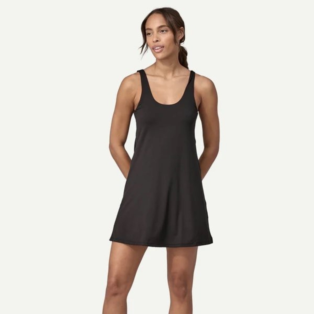 Patagonia Athletic Black Sleeveless Dress Halter Tie Back Casual Everyday Large